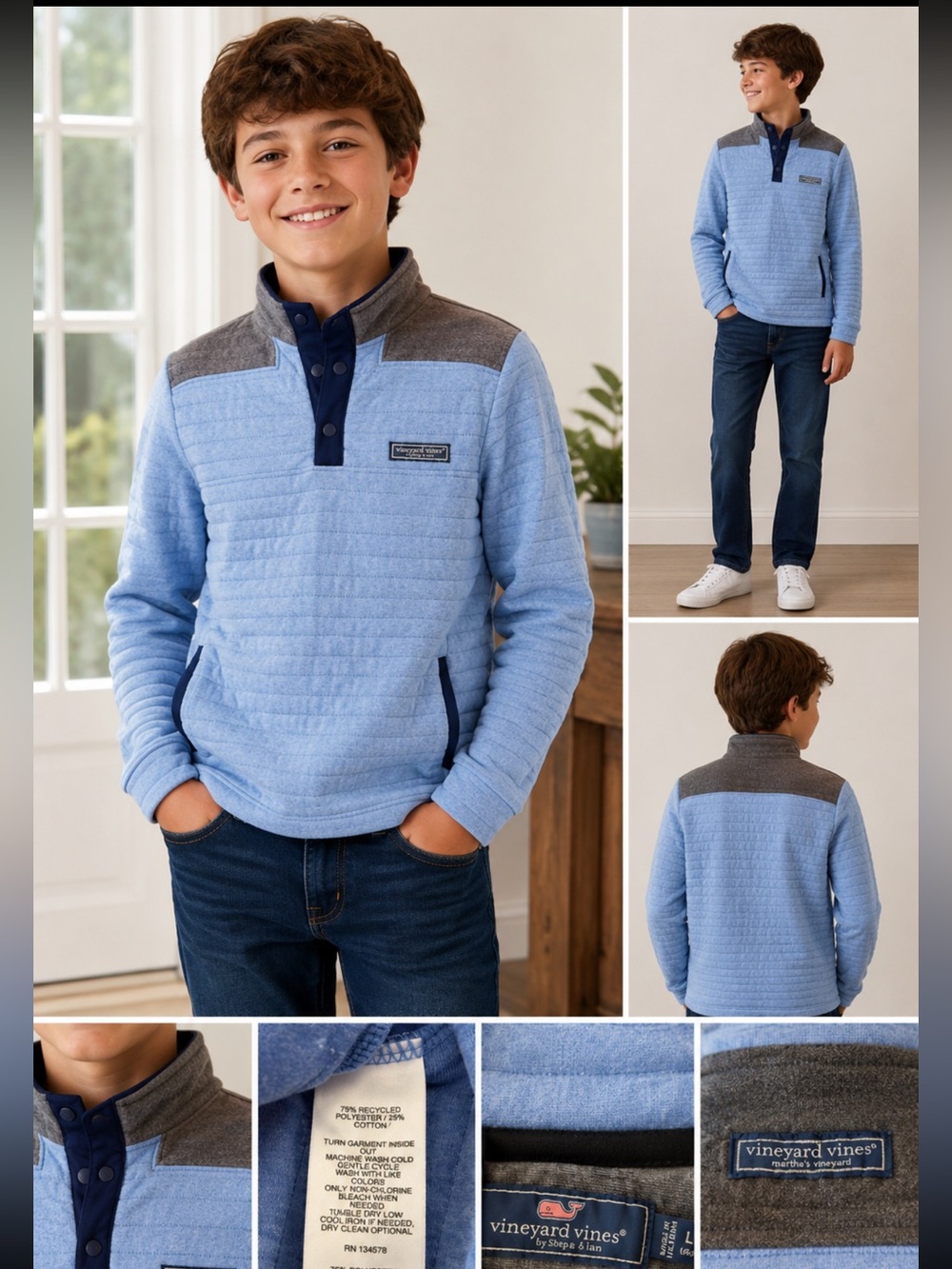 Blue Quilted Pullover Vineyard Vines